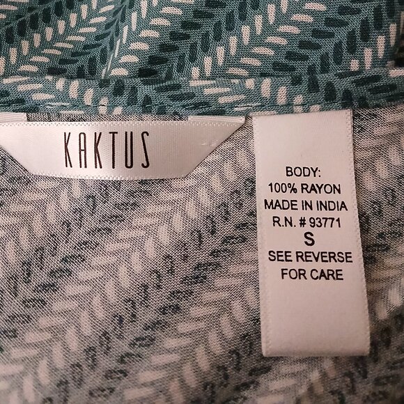 Kaktus Maxi Dress S Turquoise Tiered Striped Relaxed Rayon - Picture 6 of 7